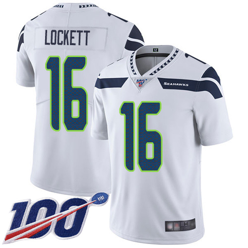 Seattle Seahawks Limited White Men Tyler Lockett Road Jersey NFL Football 16 100th Season Vapor Untouchable